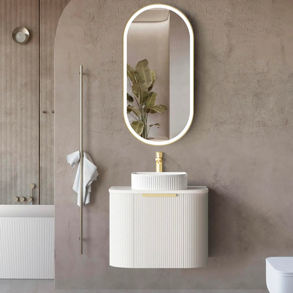 Bondi White Fluted Wall Hung Vanity 600 - 1800mm - Hera Bathware600mm (Door)Cabinet Only