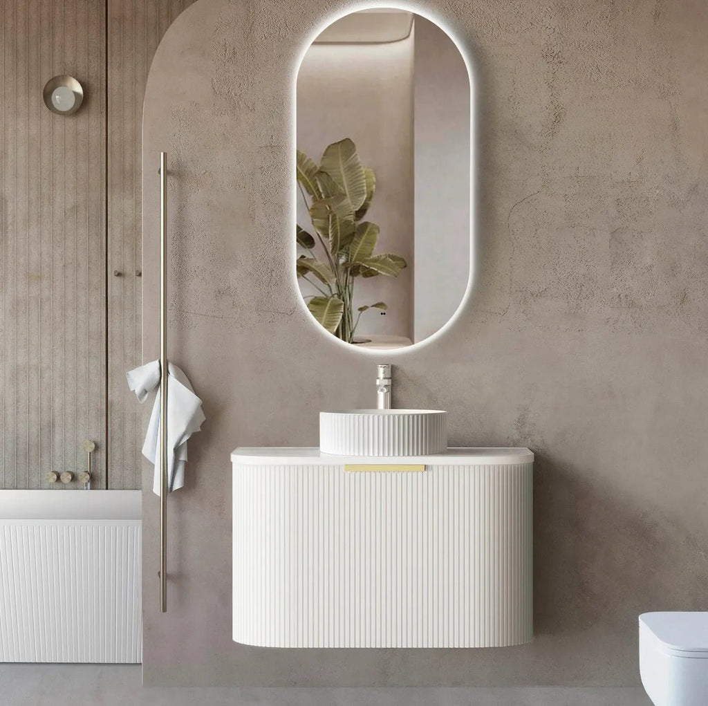 Bondi White Fluted Wall Hung Vanity 600 - 1800mm - Hera Bathware750mmCabinet Only