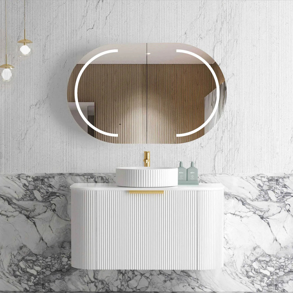 Bondi White Fluted Wall Hung Vanity 600 - 1800mm - Hera Bathware900mmCabinet Only