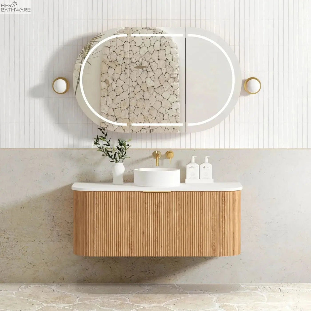 Bondi Woodland Oak Fluted Wall Hung Vanity 600 - 1800mm - Hera Bathware1200mmCabinet Only