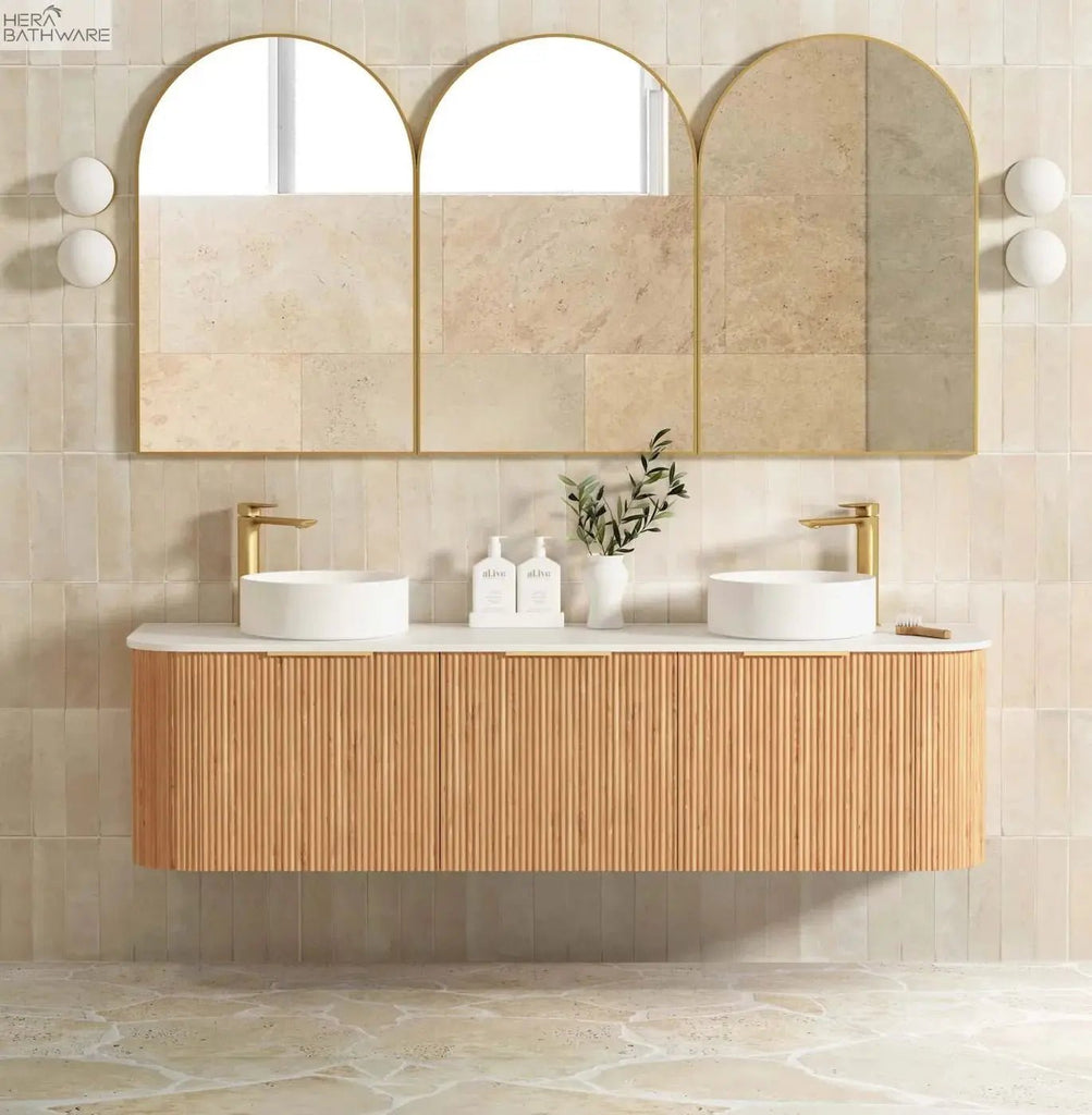 Bondi Woodland Oak Fluted Wall Hung Vanity 600 - 1800mm - Hera Bathware1800mmCabinet Only