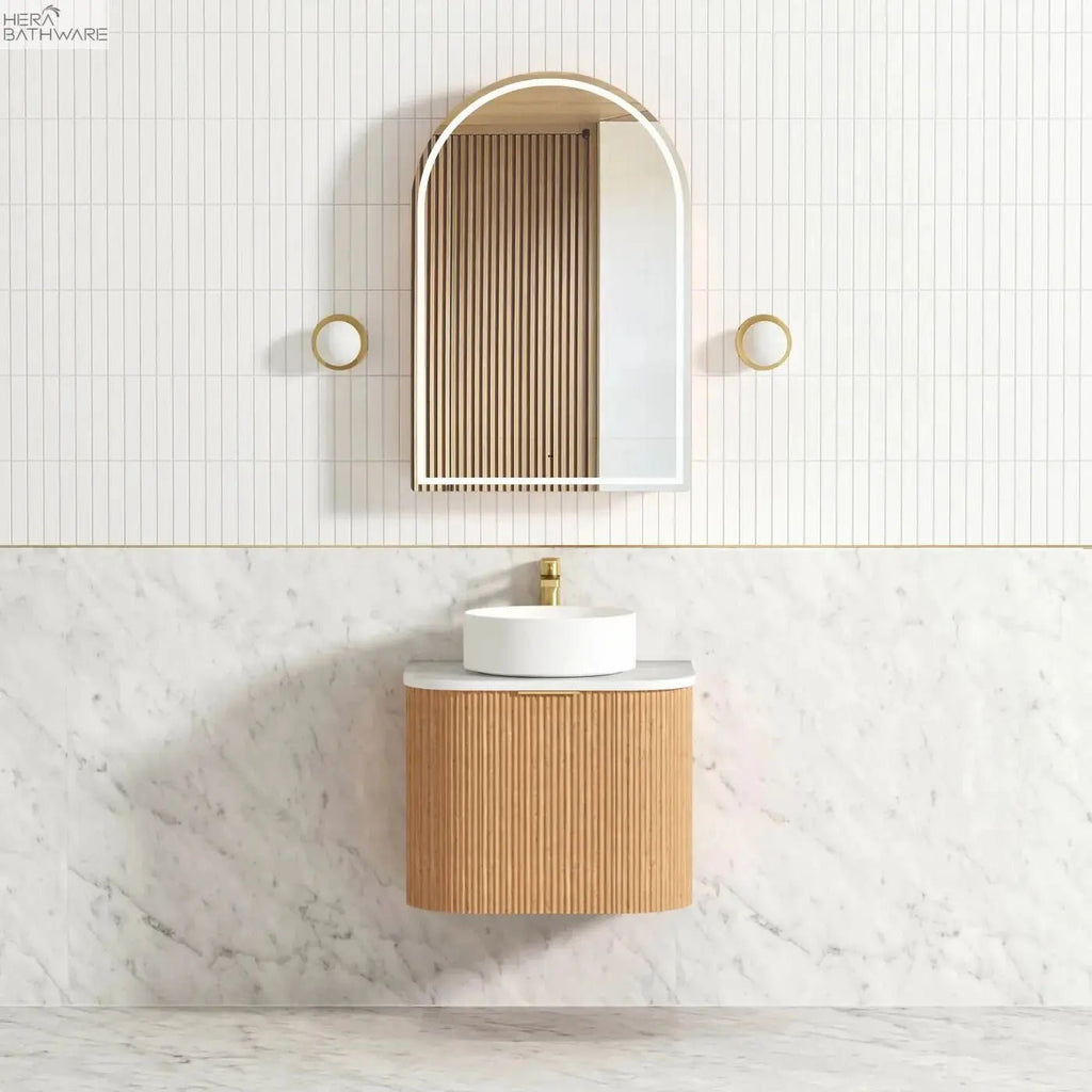 Bondi Woodland Oak Fluted Wall Hung Vanity 600 - 1800mm - Hera Bathware600mm (Door)Cabinet Only