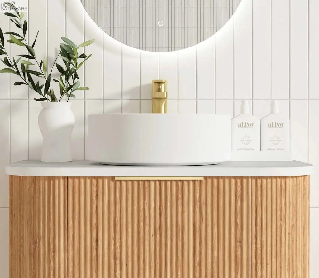 Bondi Woodland Oak Fluted Wall Hung Vanity 600 - 1800mm - Hera Bathware750mmCabinet Only