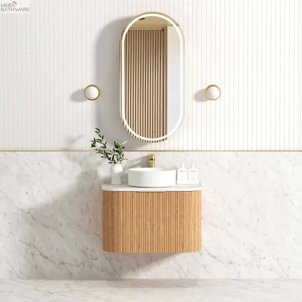Bondi Woodland Oak Fluted Wall Hung Vanity 600 - 1800mm - Hera Bathware750mmCabinet Only