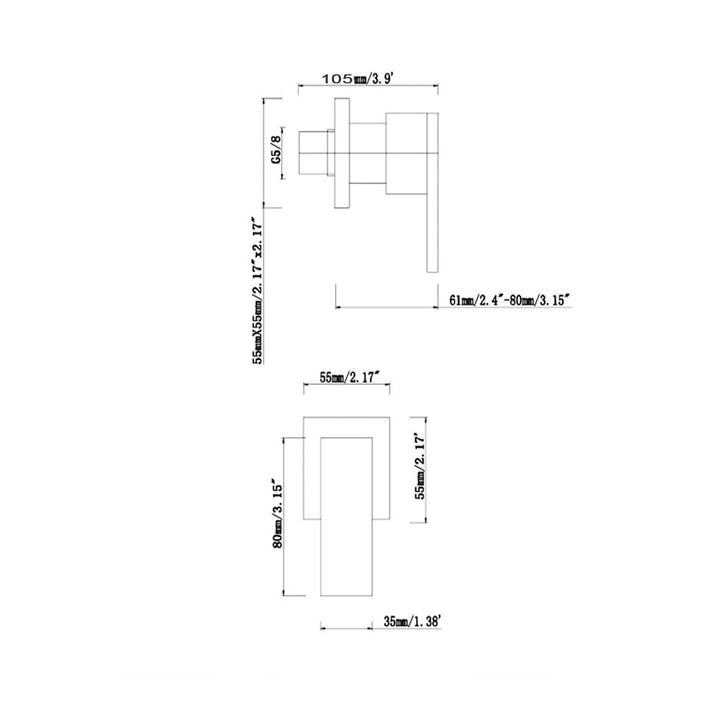BORA Wall Top Assemblies Square - Hera BathwareMatte Black