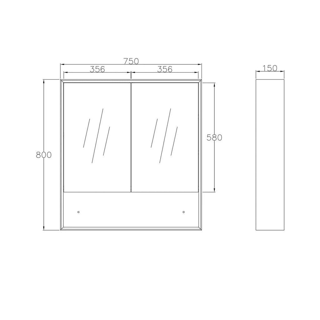 Boston Shaving Cabinet - Hera Bathware750mm