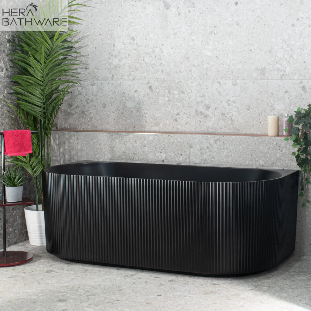 Brighton Groove Fluted Back to Wall Bath Matte Black - Hera Bathware1500mmMatte Black