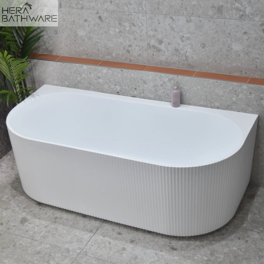 Brighton Groove Fluted Back to Wall Bath - Hera Bathware1500mmGloss White