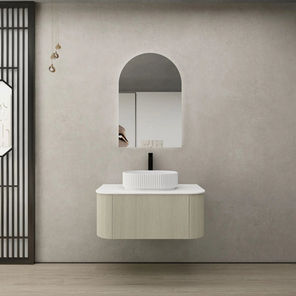 Bronte Coastal Oak Wall Hung Vanity 900mm - Hera Bathware