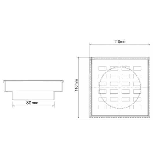 Brushed Gold Linear Stainless Steel Floor Grate - 80 mm - Hera Bathware