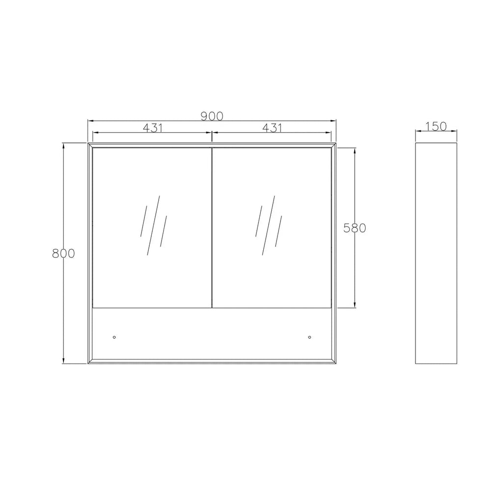 Byron Shaving Cabinet - Hera Bathware900mm