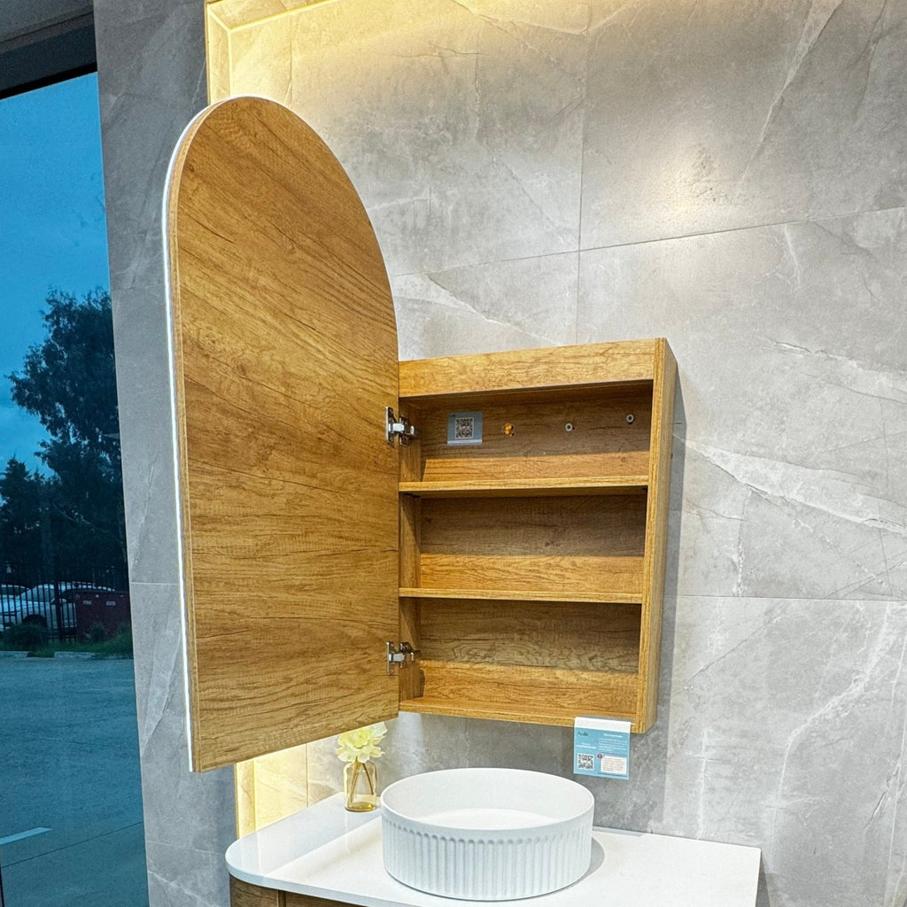 Canterbury Led Shaving Cabinet - Hera BathwareMatte WhiteBrushed Gold