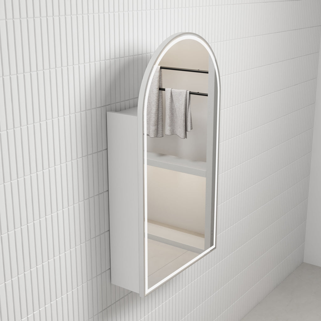 Canterbury Led Shaving Cabinet - Hera BathwareMatte WhiteBrushed Nickel