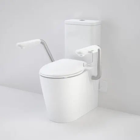 Care 660 Cleanflushed® WFCC Easy Height suite with Nurse Call Armrests and DF Seat - Hera BathwareGloss WhiteArmrests Left and Caravelle Double Flap Seat White - with GERMGARD®