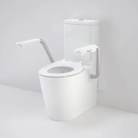 Care 660 Cleanflushed® WFCC Easy Height suite with Nurse Call Armrests and SF Seat - Hera BathwareGloss WhiteArmrests Left and Caravelle Single Flap Seat White - with GERMGARD®