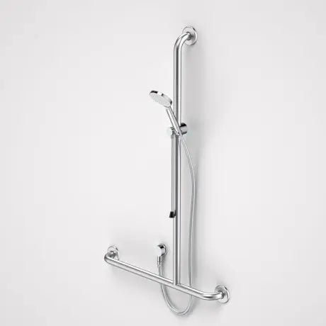 CARE SUPPORT ACCESSIBLE SHOWER WITH INVERTED T RAIL - Hera BathwareLH - Chrome