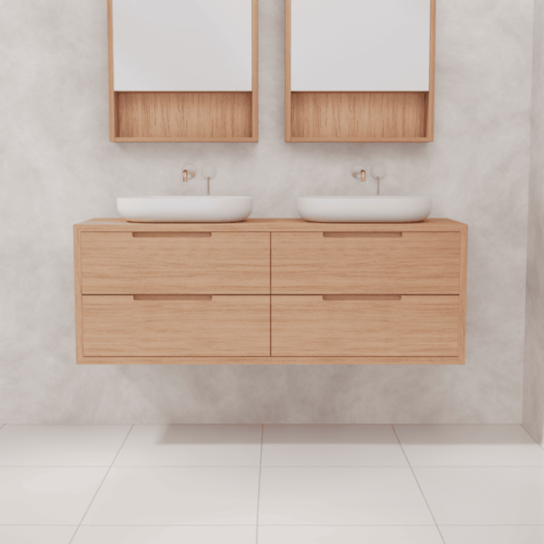 Carini Victorian Ashwood Cabinet Only With Waterfall Sides | Fifth Avenue - Hera Bathware1500mm