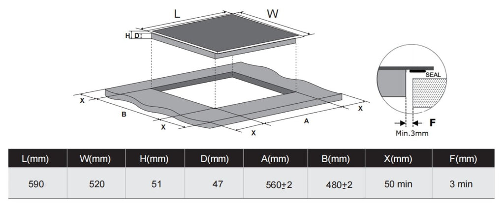 Carysil Built - In Ceramic Hob 60cm | Carysil - Hera BathwareBlack GlassCarysil Appliances
