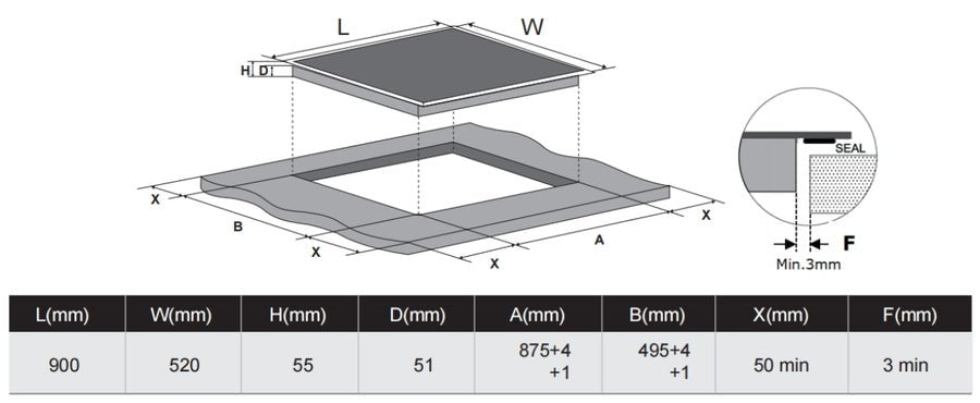 Carysil Built - In Ceramic Hob 90cm | Carysil - Hera BathwareBlack GlassCarysil Appliances
