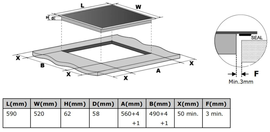 Carysil Built - In Induction Hob 60cm | Carysil - Hera BathwareBlack GlassCarysil Appliances
