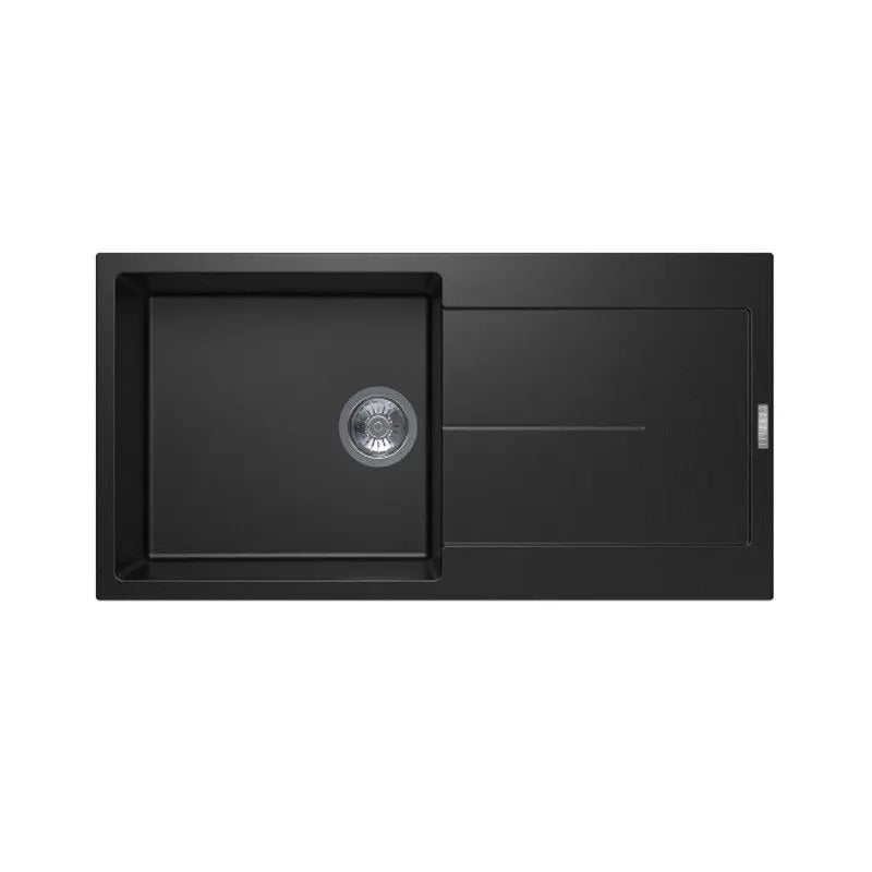 Carysil Serise | 1000mm Black Single Bowl With Drainer Board Granite Kitchen Sink Top Mount - Hera BathwareBlack