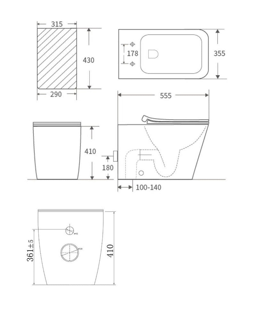Caserta Rimless Inwall Toilet Floor Pan - Hera Bathware