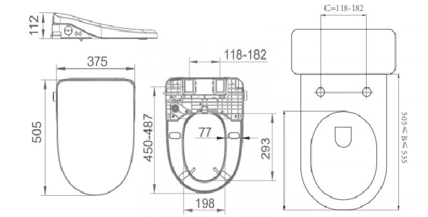 Catania Standard - Smart Electric Bidet Seat BS35 - S - Hera Bathware
