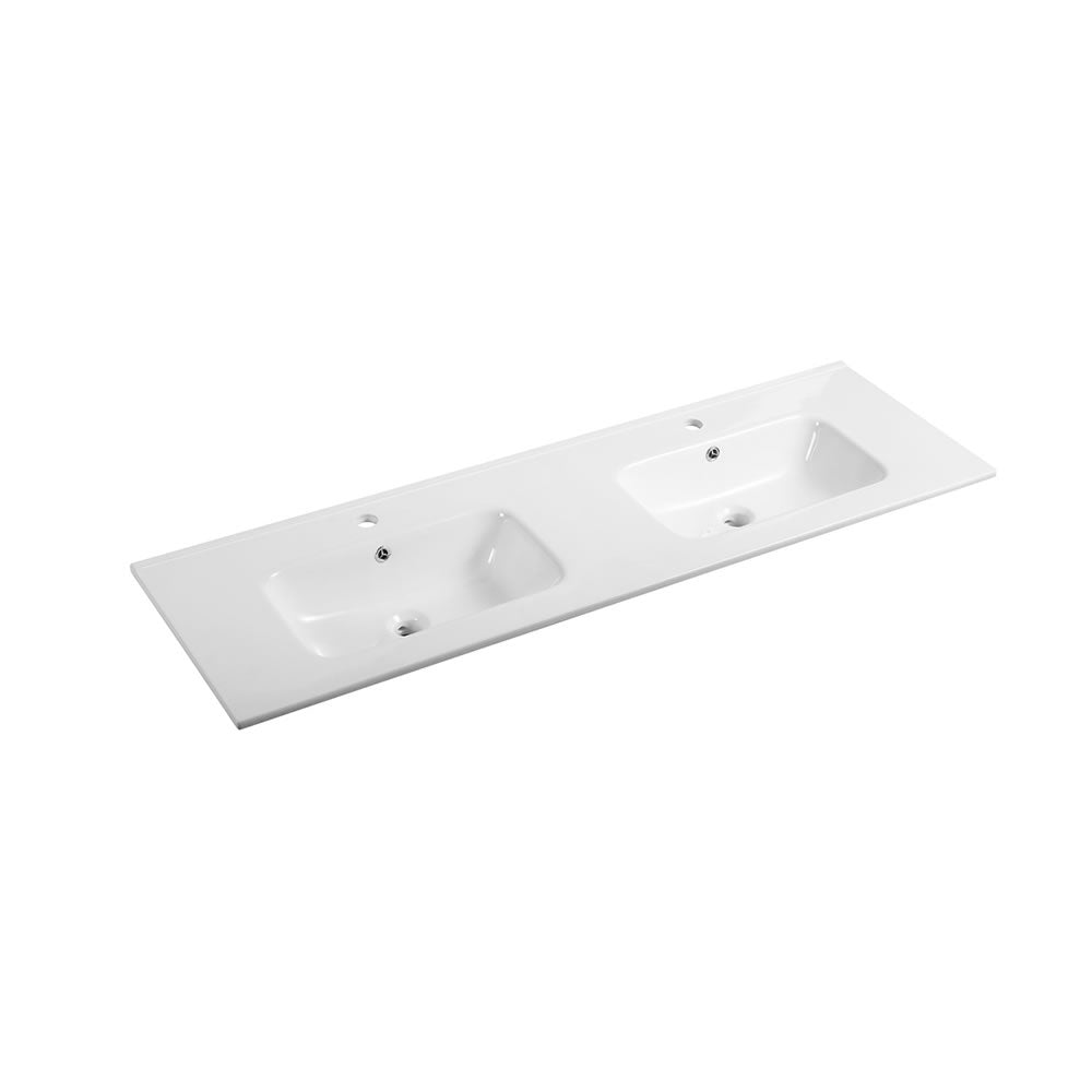 Ceramic Top PB - 030 Soft Square White Glossy with Overflow - Hera Bathware1200 D