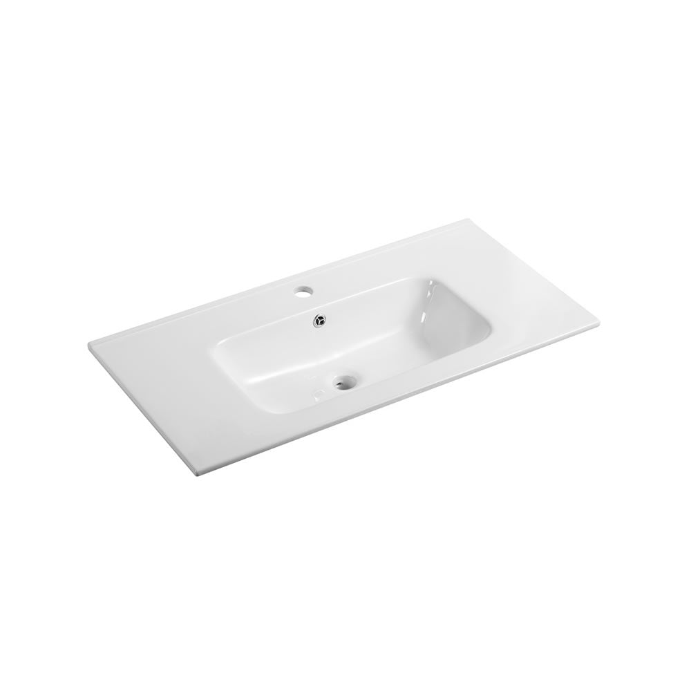 Ceramic Top PB - 030 Soft Square White Glossy with Overflow - Hera Bathware750