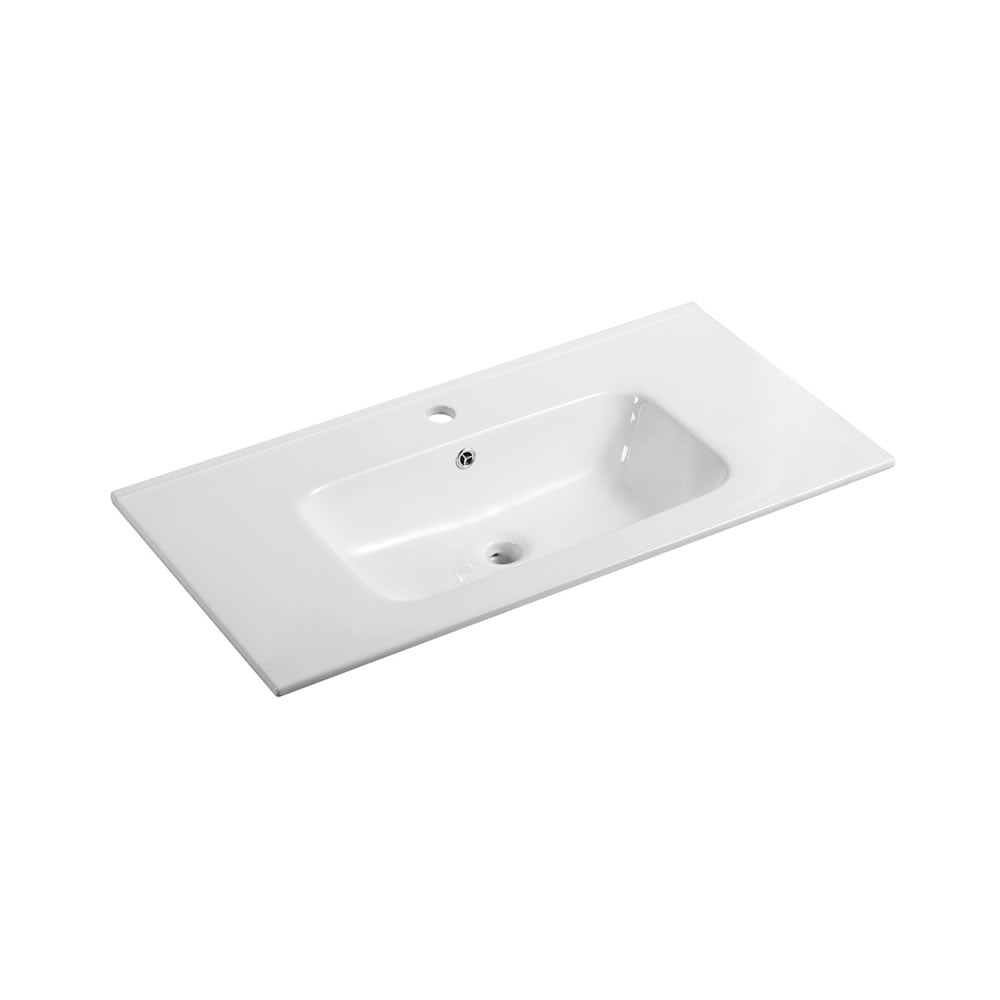 Ceramic Top PB - 030 Soft Square White Glossy with Overflow - Hera Bathware900