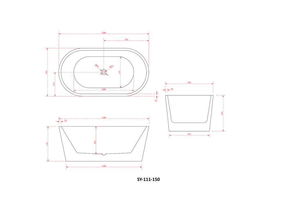 Charming Freestanding Bathtub 1500/1600/1700mm - Hera Bathware1500