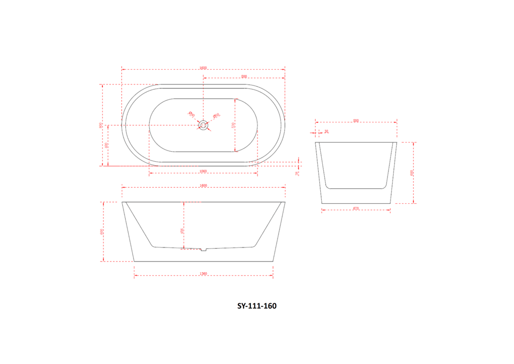 Charming Freestanding Bathtub 1500/1600/1700mm - Hera Bathware1600