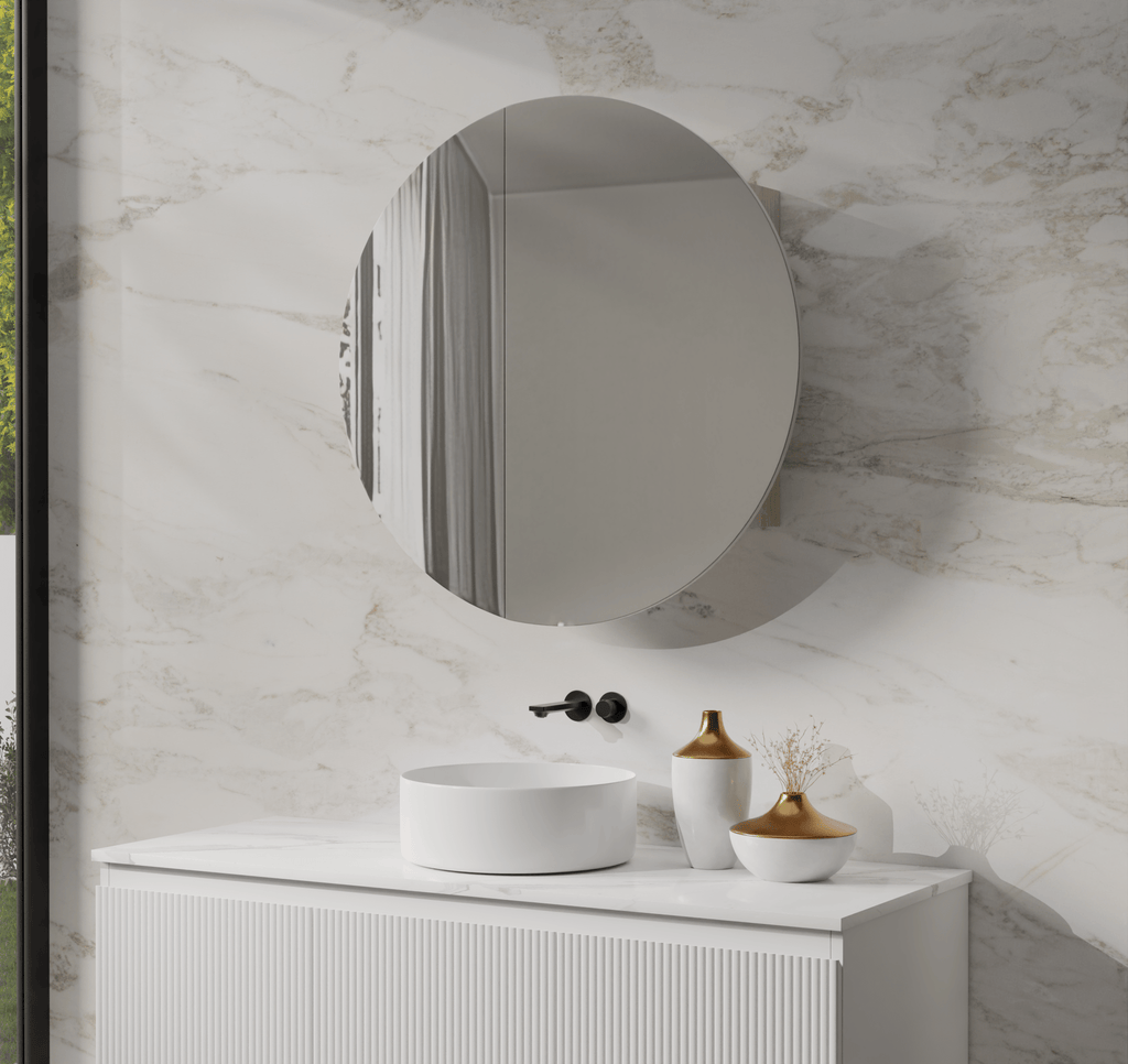 Circular Shaving Cabinet - Hera BathwareMatte White