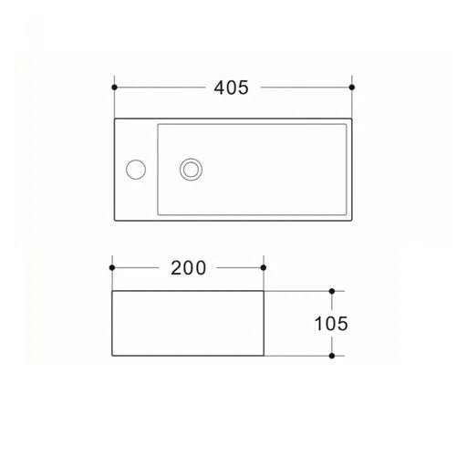 Compact Wall Hung 405x200x105 R/H Basin - Hera Bathware X Inspire Bathware IS2048R |