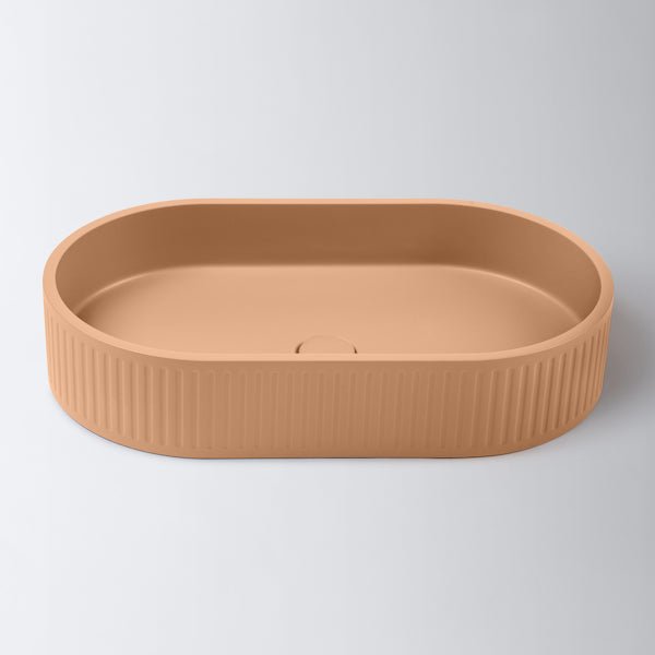 Concrete Fluted Pill Above Counter Basin | Eight Quarter | EQFCO2 - Hera BathwareBurnt Orange