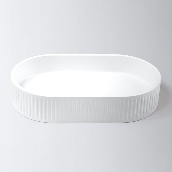 Concrete Fluted Pill Above Counter Basin | Eight Quarter | EQFCO2 - Hera BathwareWhite