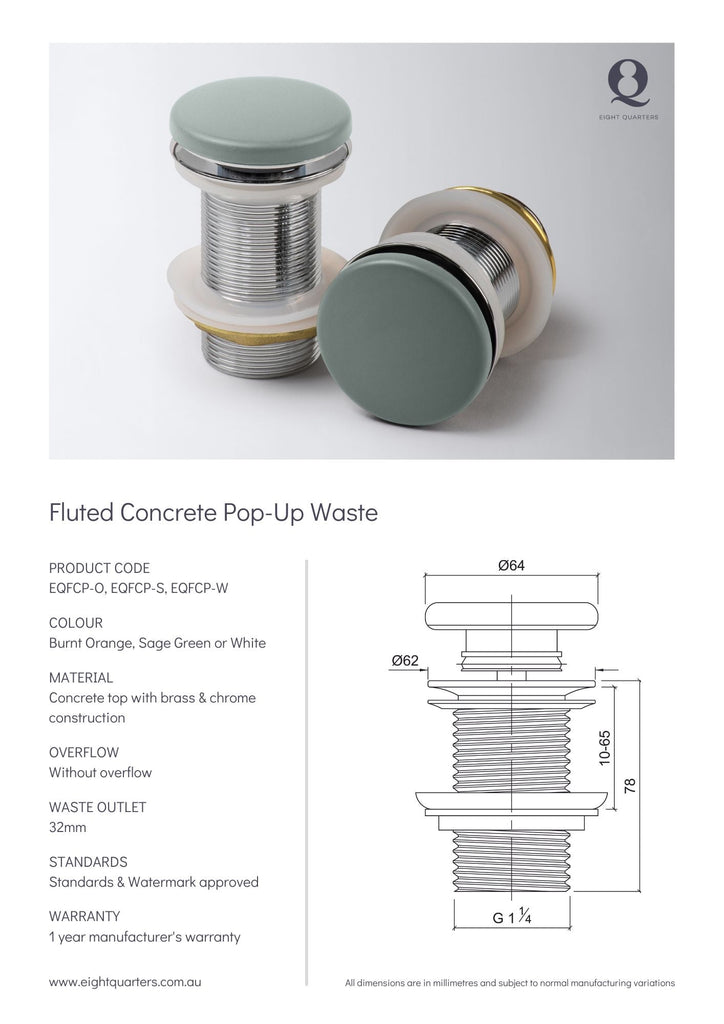 Concrete Fluted Pill Above Counter Basin | Eight Quarter | EQFCO2 - Hera BathwareWhite