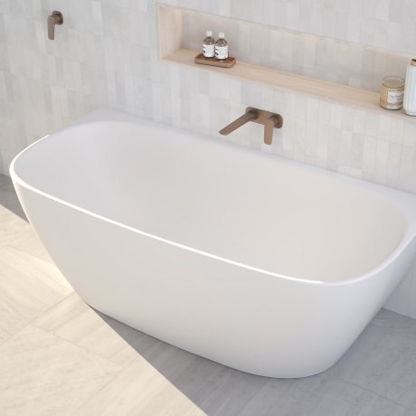 CONTURA II Back To Wall Freestanding Bathtub 1500mm | CAROMA - Hera BathwareWhite