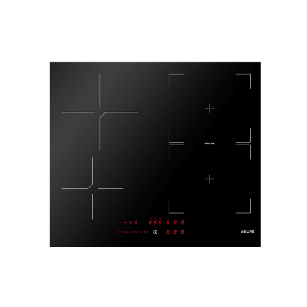Cooktop 60cm Induction Touch + Flexi Zone Bridge Function Black Glass E60IDB - Hera BathwareBlack