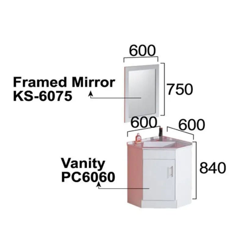 Corner Vanity - 600mm | Sunny - Hera BathwareGlossy WhiteCabinet Only