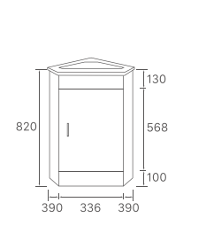 Corner Vanity Compact - 410mm - Hera BathwareCeramic Top (Tap Hole Included)