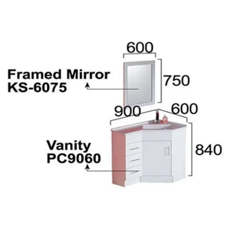 Corner Vanity Drawers on Left - 900mm - Hera BathwareGlossy WhiteCabinet Only