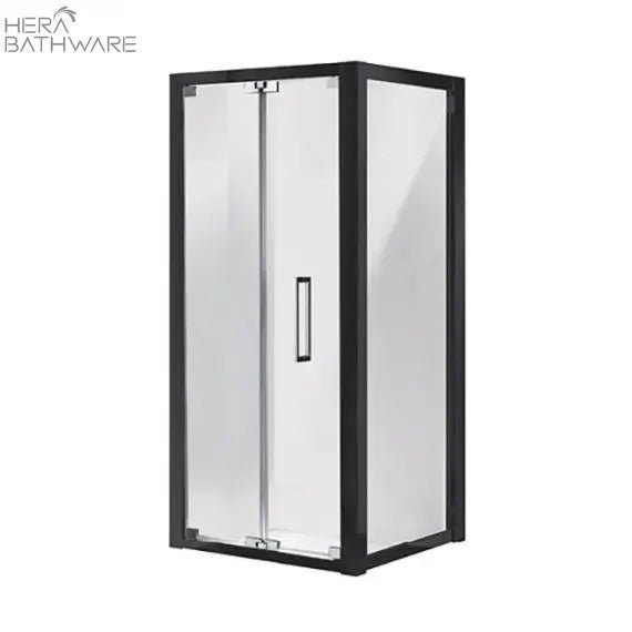 Corsica Corner Shower Screen Bi - fold Black Set - Hera Bathware900mm900mm