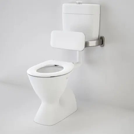 COSMO Care V2 connector toilet suite with Backrest - Hera BathwareGloss WhiteSingle Flap Seat - White