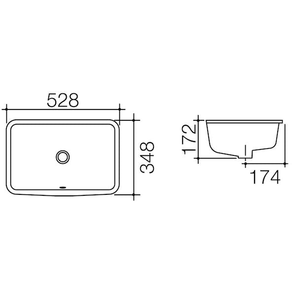 Cube 500 Under Counter Basin - 0TH | Caroma - Hera Bathware X Caroma 683455W | Gloss White0 Tap