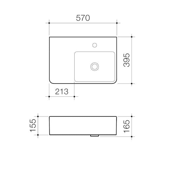 Cube Extension Wall Basin LHS | Caroma - Hera Bathware X Caroma 864205W | Gloss White0 Tap