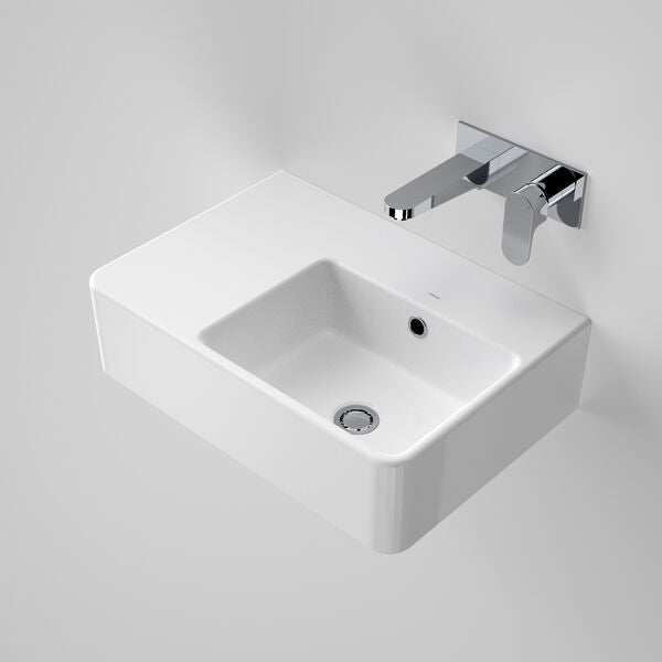 Cube Extension Wall Basin LHS | Caroma - Hera Bathware X Caroma 864205W | Gloss White0 Tap