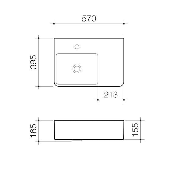 Cube Extension Wall Basin RHS | Caroma - Hera Bathware X Caroma 864115W | Gloss White1 Tap