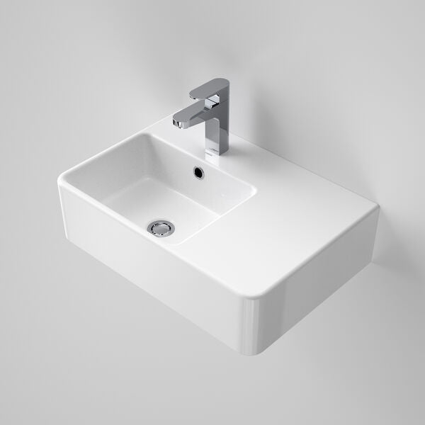 Cube Extension Wall Basin RHS | Caroma - Hera Bathware X Caroma 864115W | Gloss White1 Tap
