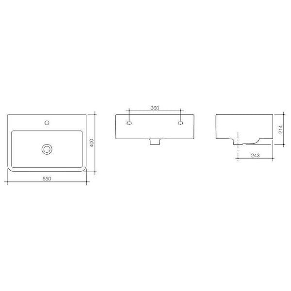 Cubus Wall Basin 1TH | Caroma - Hera Bathware X Caroma 633615W | Gloss White1 Tap